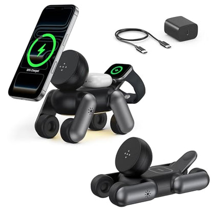Waloo 3 in 1 Wireless Charger Robot Dog Stand for iPhone, Watch and Airpods