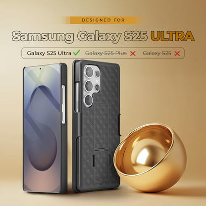 MOTIVE for Samsung Galaxy s25 Ultra Case with Belt Clip, Kickstand | 6.9" | Ranger v1 Series, Black, 360° holster, open-top/bottom port access, grip, slim - size: s25 Ultra