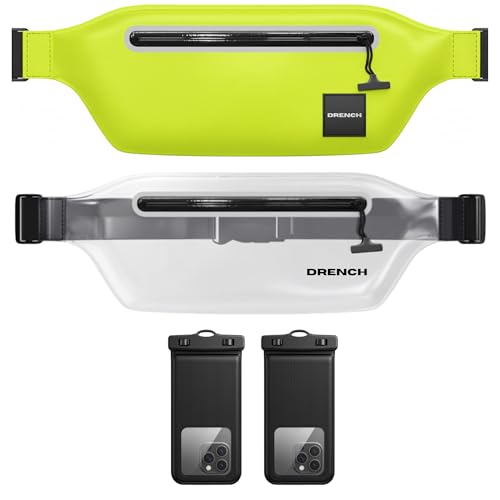 DRENCH content creator clear pouch – Yellow + Clear Waterproof Fanny Pack Bundle, 2 Submersible Phone Pouches + Floating Cases