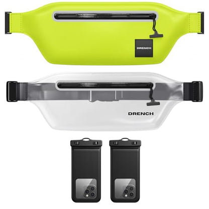 DRENCH content creator clear pouch – Yellow + Clear Waterproof Fanny Pack Bundle, 2 Submersible Phone Pouches + Floating Cases