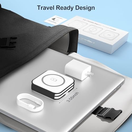 3 in 1 Charging Station for Multple Devices,Foldable 3 in 1 Wireless Charger for Travel,Nano Wireless Charging Station for iPhone16 15 14 13 12 Pro Max/Watch 10 9 8 7 6 5 4 3 Ultra/AirPod Pro - color: moon white