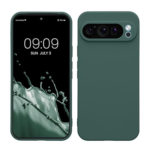 kwmobile Case Compatible with Google Pixel 9 Pro XL Case - Protective Slim TPU Phone Cover - Soft Matte Finish - Forest Green - color: forest green