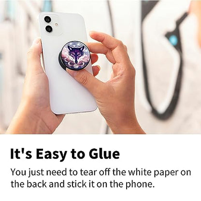 2 Pack Cell Phone Grip with Expanding Kickstand, Dream Catcher Wolf - color: Dream Catcher Wolf