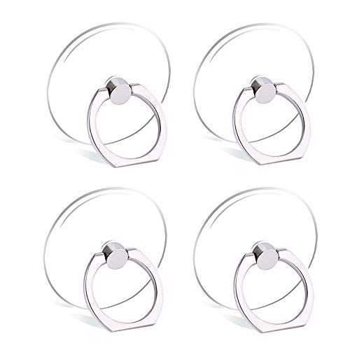 Cell Phone Ring Holder Stand Transparent Finger Grip Loop 360 Degree Rotation Finger Ring Stand (4 x Silver (Round)) - color: 4 x Silver (Round)