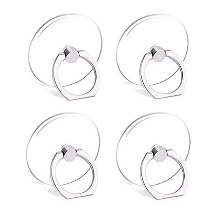 Cell Phone Ring Holder Stand Transparent Finger Grip Loop 360 Degree Rotation Finger Ring Stand (4 x Silver (Round)) - color: 4 x Silver (Round)