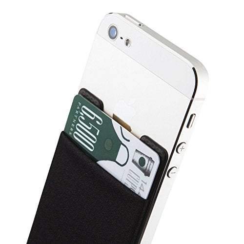 Sinjimoru Cell Phone Wallet Stick on, Adhesive Card Holder, Black 3 Pack - color: 3Pack Black