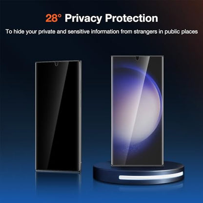 2 Pack Anti-Spy Private Screen Protector Install kit for Samsung Galaxy S23 Ultra 6.8 Inch,Auto-Positioning 3D Curved Full-coverage Flexible Soft TPU Screen Protective Film,Sensitive Touch Ultrathin - color: Galaxy S23 Ultra Black