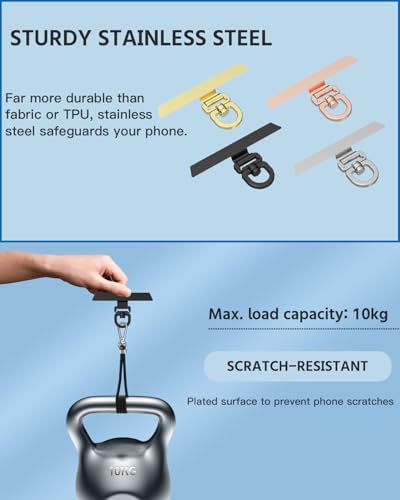2 Pack Stainless Steel Phone Tether Tabs - Metal Lanyard Patches for phone cases, Phone Lanyard Tab - color: Gold