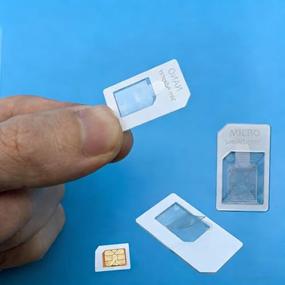 Sim Card Adapter Nano Micro - Standard 4 in 1 Converter Kit with Steel Tray Eject Pin (White) - color: White