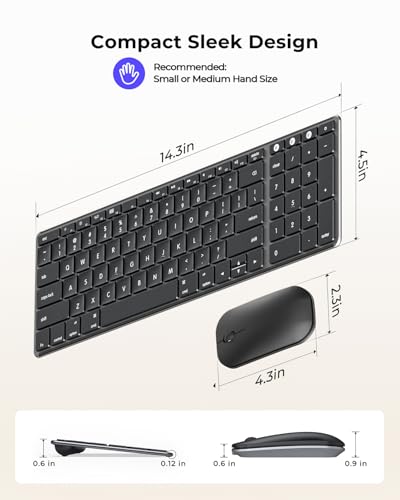 seenda SKM64-2 Bluetooth Keyboard and Mouse Combo for Mac, MacBook and iPad - color: Black & Gray