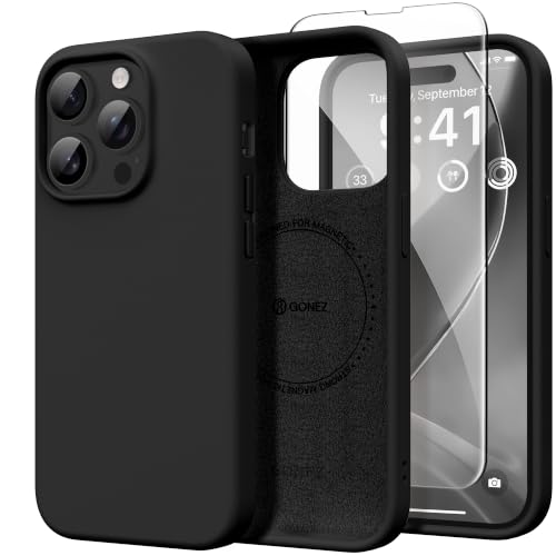 GONEZ Magnetic for iPhone 14 Pro Max Case, Silicone Cover Black - color: Black, size: Iphone 14 Pro Max