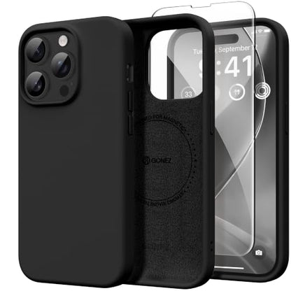 GONEZ Magnetic for iPhone 14 Pro Max Case, Silicone Cover Black - color: Black, size: Iphone 14 Pro Max