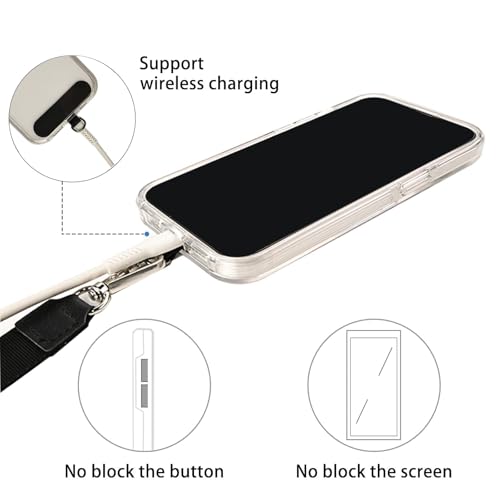 Phone Lanyard Clip Tether Tab, Smartphone Crossbody Strap Replacement Part for Cases（1 Pack Black Nylon） - color: Black