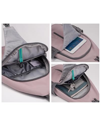 WATERFLY Crossbody Sling Backpack Sling Bag Travel Hiking Chest Bag Daypack | Small Hiking bag,Multi-compartment storage,Water-resistant,Breathable back pad,Reversible adjustable shoulder strap - color: Pink