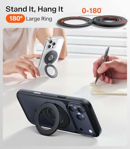 TORRAS 2025 Flagship 360 Magnetic Phone Grip Ring Holder Kickstand, Black - color: Black