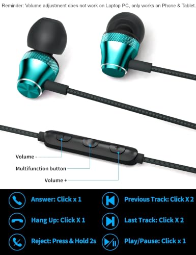 Wired Earbuds for Chromebook Laptop PC,3.5mm in Ear Headphones for Kindle - color: Green
