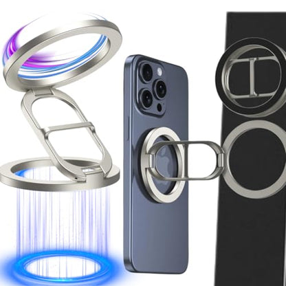 Gym Magnetic Phone Holder - Silver, Dual Magnet, 360° Rotation, Attach to Metal Surfaces, Compatible with iPhone 16/15/14/13/12, Samsung, MagSafe Case & All Smartphones, Portable Phone Mount - color: Metalic Silver