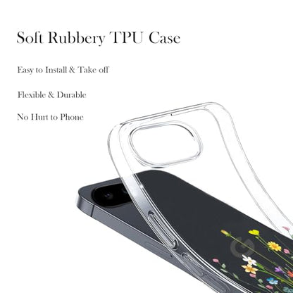 Unov for Pixel 10a Case, Clear with Design, Slim Fit Good Grip, Embossed Phone Case, Shockproof Protective Cover, Raised Camera Protection, Soft TPU, Flower Bouquet - color: Flower Bouquet