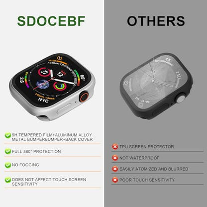 Aluminum Rugged Case for Apple Watch Series 10/11 46mm, Built-in Tempered Glass with Back Cover, Ultra Thin Shockproof Metal Bumper Raised Edge Protection, Silver - color: Silver, size: 46mm