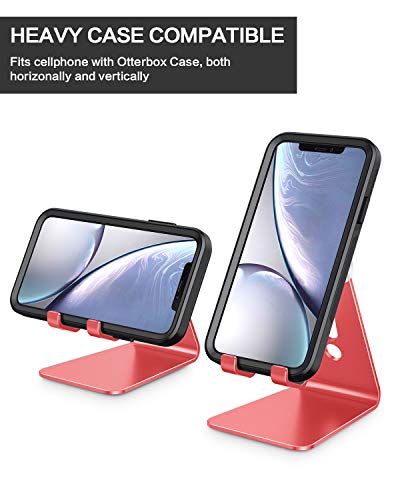 OMOTON C2 Adjustable Aluminum Cell Phone Stand with Charging Cutout, Red - color: Red