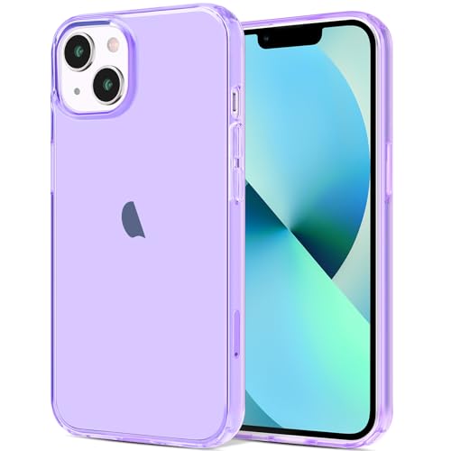 JJGoo Compatible with iPhone 13 Case, Clear Purple Soft Shockproof Protective Slim Thin Phone Bumper Cover for iPhone 13-6.1 inch 2021 - color: Purple