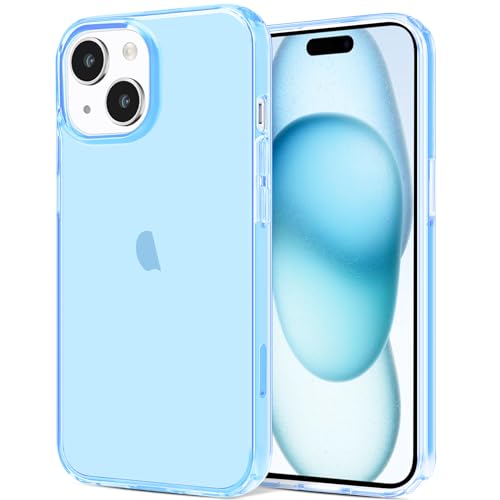 JJGoo Compatible with iPhone 15 Plus Case Clear, Soft Clear TPU Phone Cases, Shockproof Transparent Bumper Cover Slim Thin Phone Case, Translucent Blue - color: Blue