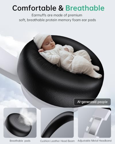 AOC Wireless Headset with Mic for Work, AI Noise Cancelling, Bluetooth - color: Black White