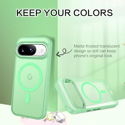 BENTOBEN for Google Pixel 9 Case [Compatible with Magsafe] Translucent Matte Magnetic Pixel 9 Case Slim Fit Shockproof Women Men Girls Boys Protective Phone Cases for Google Pixel 9 6.3", Matcha Green - color: Matcha Green