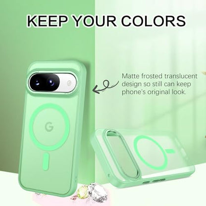 BENTOBEN for Google Pixel 9 Case [Compatible with Magsafe] Translucent Matte Magnetic Pixel 9 Case Slim Fit Shockproof Women Men Girls Boys Protective Phone Cases for Google Pixel 9 6.3", Matcha Green - color: Matcha Green