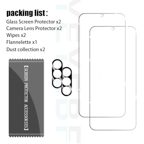 Galaxy A36 HD Clear Tempered Glass Screen Protector + Camera Lens Protectors, [2+2 Pack] [3D Glass] [Anti-Glare] [Bubble-Free] Screen Protector Glass For Samsung Galaxy A36 - size: Galaxy A36