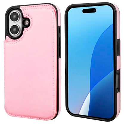 ONETOP for iPhone 16 Wallet Case with Credit Card Holder,Pink | Kickstand,ID/Cash Holder,Case Wallet with Card Slots,Double Magnetic Clasp,Durable PU Leather Shockproof Cover for Women Men - color: Pink