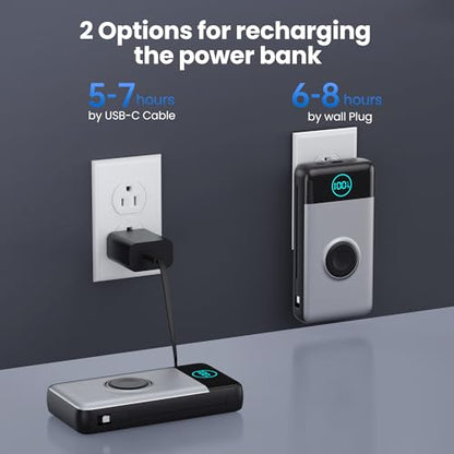 Portable Charger for iPhone, 40800mAh Power Bank with Built-in Cables & AC Wall Plug, All in One 5 Outputs USB C Fast Charging External Battery Pack for iPhone 17/16/15/14, Android, Travel Essential - color: Black