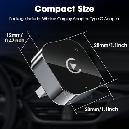 Wireless Carplay Adapter & Android Auto 2026 Upgrade Wired CarPlay to Wireless,2-in-1 Mini USB Design with Fast Stable Connection Car Play for Apple iOS 10+, Android 11+ Version