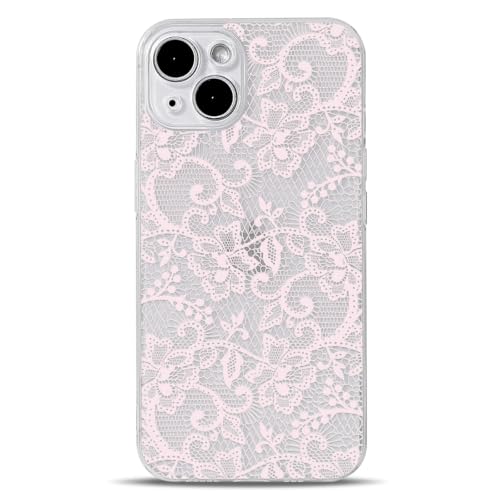 NITITOP Compatible for iPhone 13 Case Flower - Branch Pink | Cute, Clear, Stylish, Lace vines floral design, For Women Girls, silm, Soft TPU, Shockproof, Waterproof - color: Branch Pink, size: iPhone 13