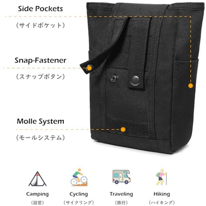 TRIWONDER Tactical Cigarette Pouch Molle Small Military Bag Battery Cigarette Case EDC Utility Card Holder Lighter Slot Mini Cigar Waist Pack - color: 14 Black