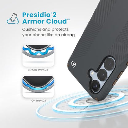 Speck Samsung Galaxy S25 Case - Presidio 2 Grip + Magnet, 13-Foot Drop Protection, No-Slip Grips, Raised Bezel, Enhanced Buttons, Charcoal Grey/Cool Bronze - color: Charcoal Grey/Cool Bronze, size: Galaxy S25