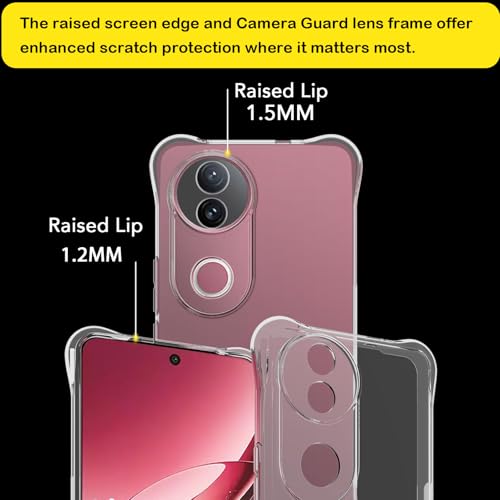 USTIYA Case for Vivo V50 5G/S20 5G Clear TPU Four Corners Military-Grade Protection Cover Transparent Soft funda