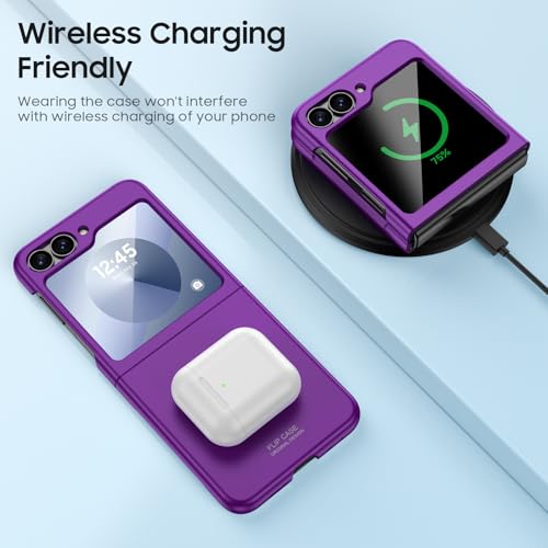 GooseBox for Samsung Galaxy Z Flip 6 Case with Screen Protection,Z Flip 6 Slim HD Clearly Case Ultra-Thin Anti-Scratch Shockproof Phone Case(Purple) - color: Flip6-Purple