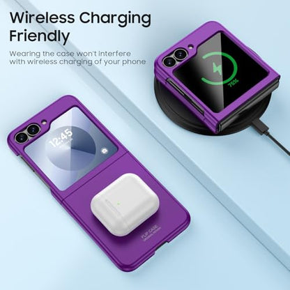 GooseBox for Samsung Galaxy Z Flip 6 Case with Screen Protection,Z Flip 6 Slim HD Clearly Case Ultra-Thin Anti-Scratch Shockproof Phone Case(Purple) - color: Flip6-Purple