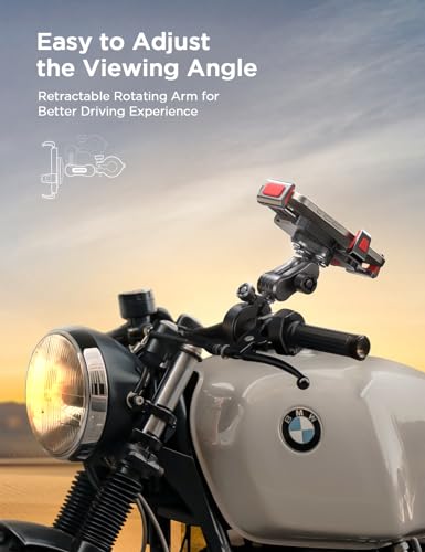 JOYROOM Aluminum Alloy Motorcycle Phone Mount with Vibration Dampener, Motorcycle Phone Holder for Harley Bike Bicycle Scooter ATV/UTV, Compatible with iPhone, Samsung, All Cell Phones