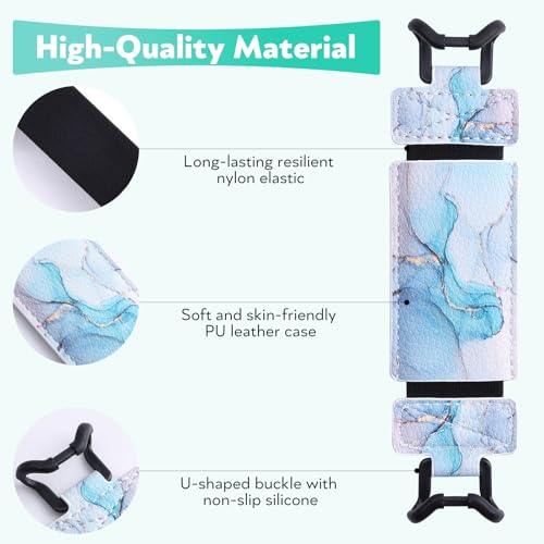 Secure Hand Strap for Kindle and Tablet - High Elasticity Finger Grip Holder Accessories for 6-8 Inches E-Book Tablet. - color: Green Marble