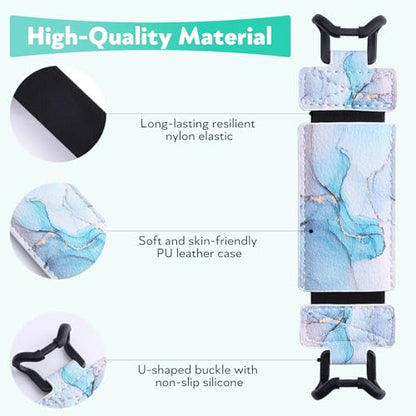 Secure Hand Strap for Kindle and Tablet - High Elasticity Finger Grip Holder Accessories for 6-8 Inches E-Book Tablet. - color: Green Marble