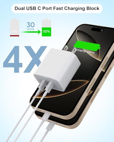 iPhone 17 Charger,USB C Charger Fast Charging with USBC to USBC Cable 2Pack - size: 3FT
