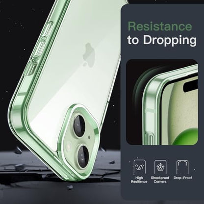 JETech Case for iPhone 15 Plus 6.7-Inch, Non-Yellowing Shockproof Phone Bumper Cover, Anti-Scratch Clear Back (Green) - color: Green, size: iPhone 15 Plus