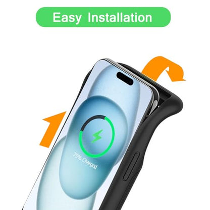 Wireless Charging Case for iPhone 15, 10000mAh High Capacity Portable Rechargeable Protective Battery Case Wireless Charging Compatible with iPhone 15 (6.1 inch) Extended Battery Charger Case (Black) - size: iPhone 15