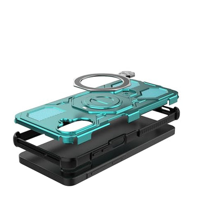 Asuwish Phone Case for Samsung Galaxy A07 4G with Tempered Glass Screen Protector Cover and Magnetic Ring Holder Kickstand Protective Hard Mobile Hybrid Cell Accessories AO7 A 07 Women Men Teal