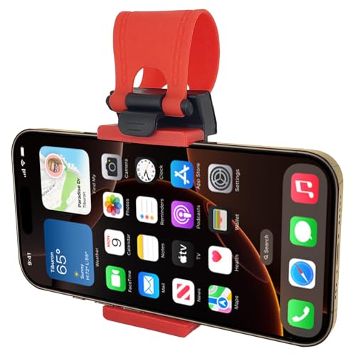 Cellet Universal Steering Wheel Phone Mount Holder - Adjustable Handlebar Cradle Clamp Fits iPhone 16 15 14 13 Pro Black, Fits Standard Devices 2.1" to 3.1" Wide, Stroller & Exercise Bike Bracket