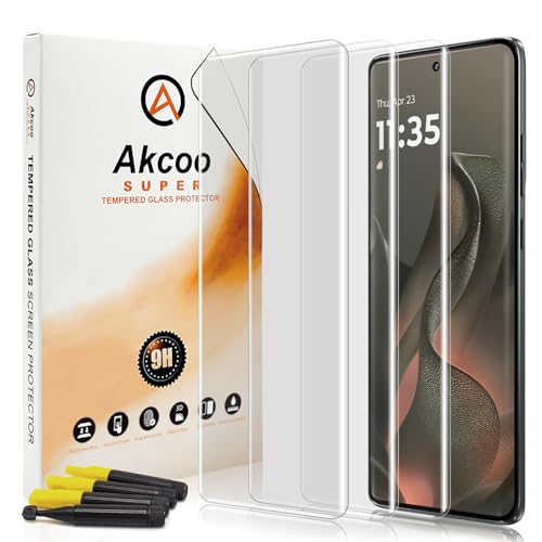 Screen Protector for Motorola Edge 2025, 3 Pack, Tempered Glass LOCA UV Set, Edge to Edge Protection, 9H Scratch Resistant, Touch Sensitive, Fingerprint-ID Support