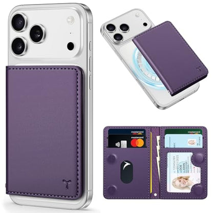 TUCCH Magnetic Wallet for Magsafe iPhone, 6 Card Holders, Dark Purple | for iPhone 17/17e/16/15/14/13/12 Pro/Pro Max/Plus, RFID Blocking, Clear ID Window, PU Leather - color: Dark Purple