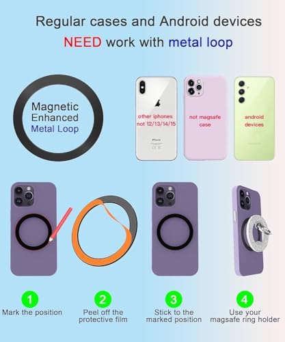 Magnetic Phone Ring Holder for MagSafe, Glitter Magnetic Grip Compatible with iPhone 17 16 15 14 13 12 Pro Max,Pro,Plus,Mini, Pixel 10 Series Mag Safe Accessories,Adjustable Kickstand,Silver - color: Silver